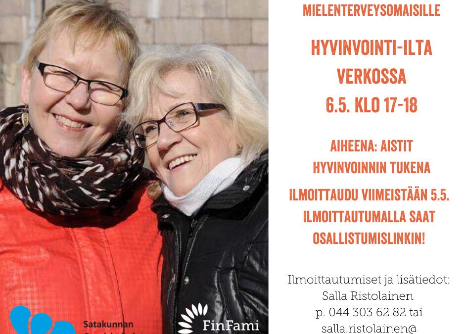 Hyvinvointi-illat verkossa mielenterveysomaisille ja omaishoitajille