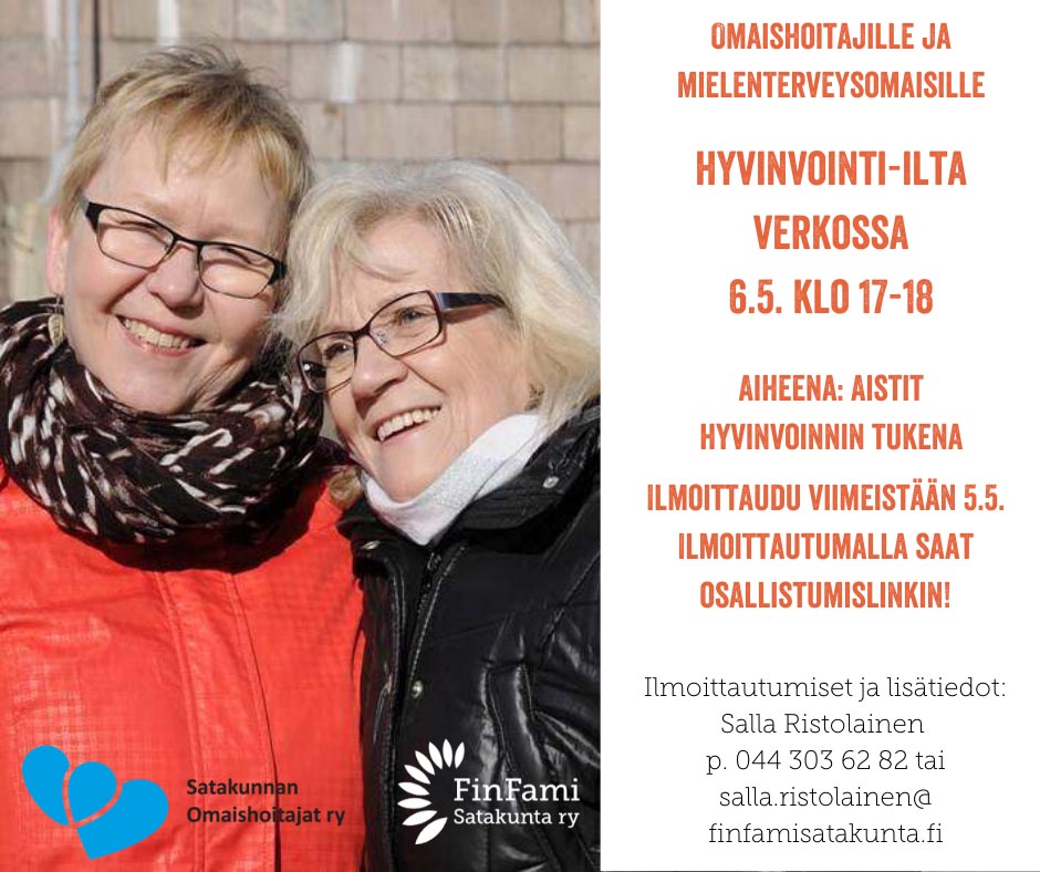 Hyvinvointi-illat verkossa mielenterveysomaisille ja omaishoitajille