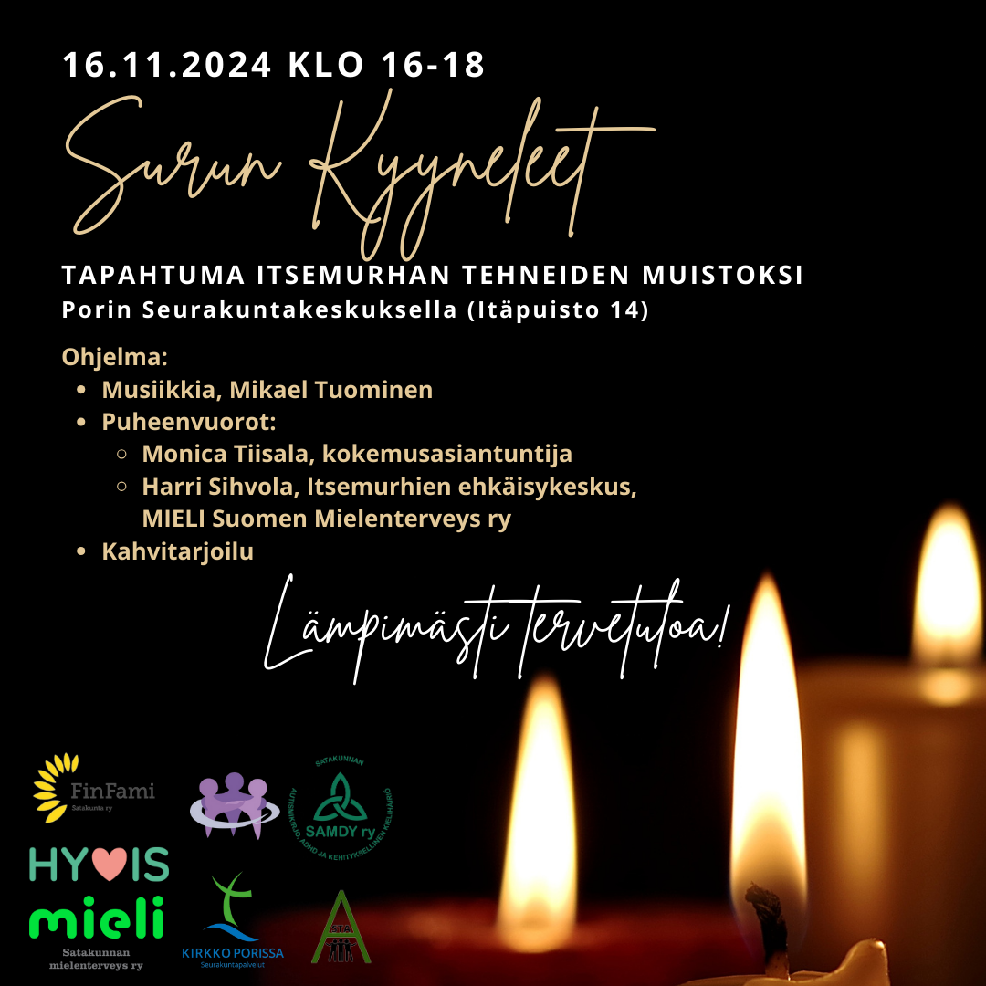 Kolme palavaa kynttilää tummaa taustaa vasten