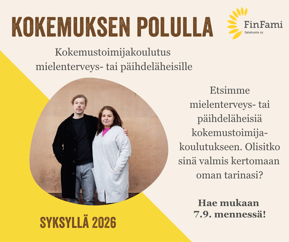 Kokemuksen polulla -kokemustoimijakoulutus, haku auki 7.9. saakka!